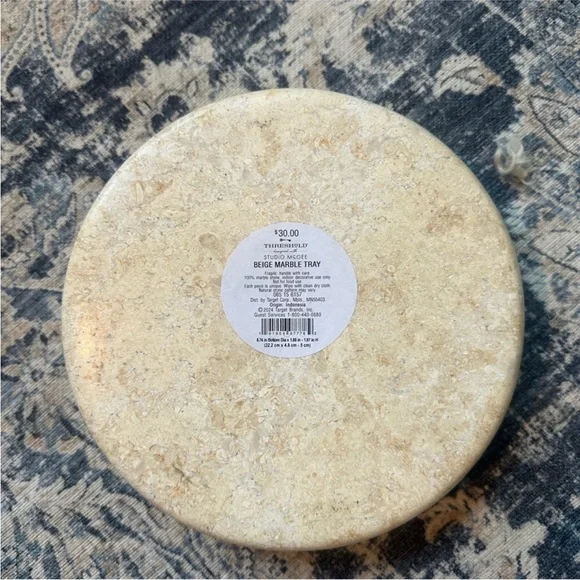 Threshold w/ Studio McGee ~ Marble Tray Beige - elegant round tabletop accent - Picture 6 of 7